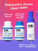 K18 hair care products with text highlighting features on a colorful background